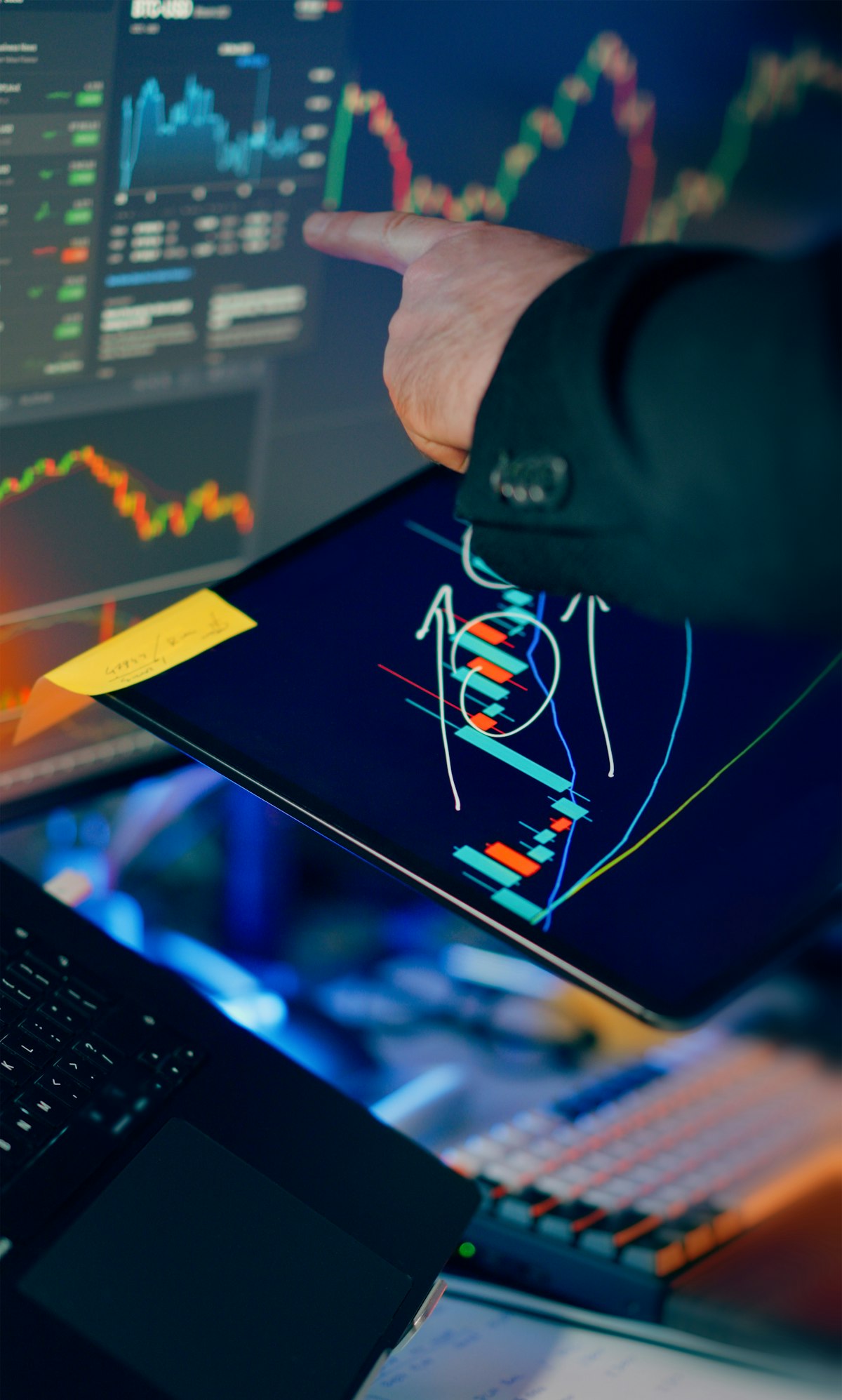 index fund investing stock market charts on multiple screens