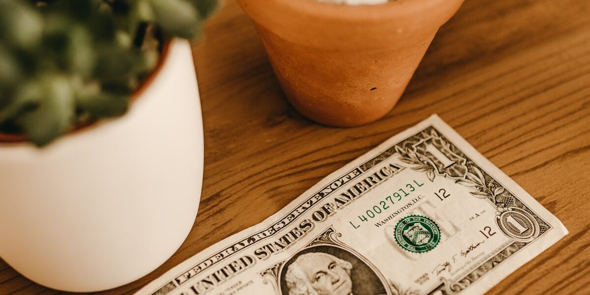 a US dollar bill next to growing plants showing how compound interest works over time